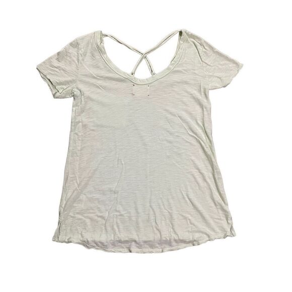 Anthropologie t.la bright mint green pocket basic tee criss cross back XS minima - Picture 2 of 7